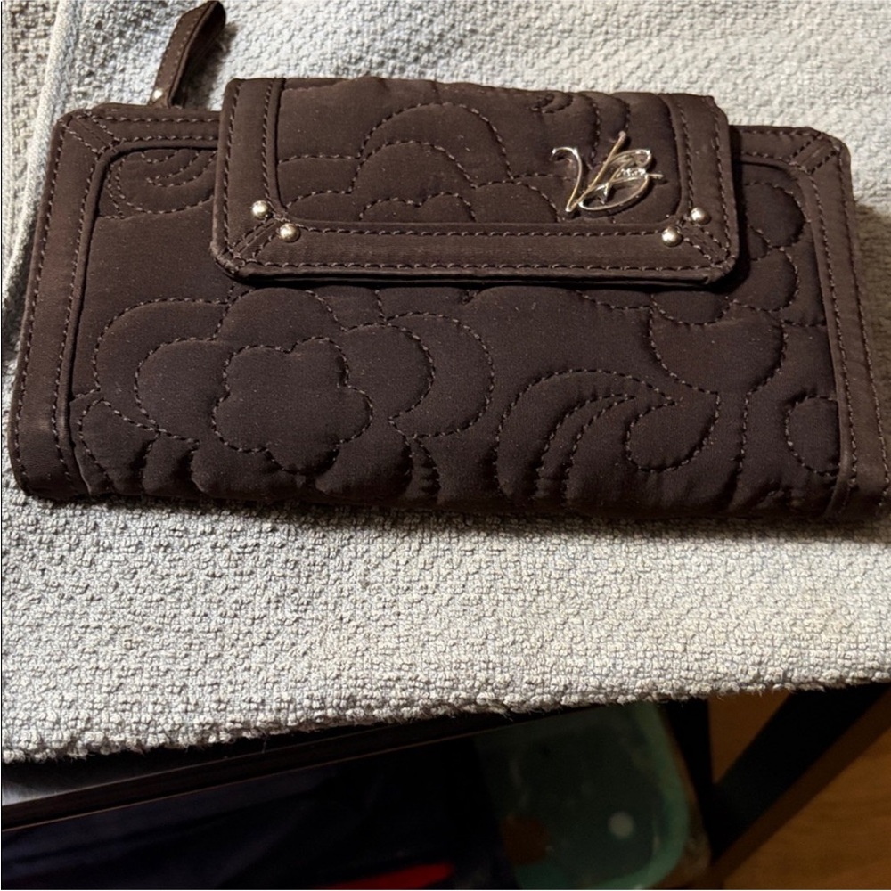 🌟 Vera Bradley Chocolate Brown Quilted Zip-Around Wallet 🌟 Retired Classic!